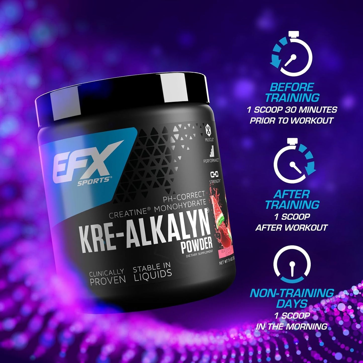 Kre-Alkalyn EFX Powder Supplement for Strength & Muscle Growth | pH Correct Creatine Monohydrate | 116 Servings (Watermelon Gummy)