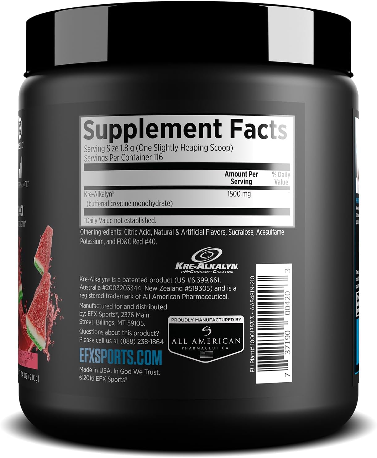 Kre-Alkalyn EFX Powder Supplement for Strength & Muscle Growth | pH Correct Creatine Monohydrate | 116 Servings (Watermelon Gummy)