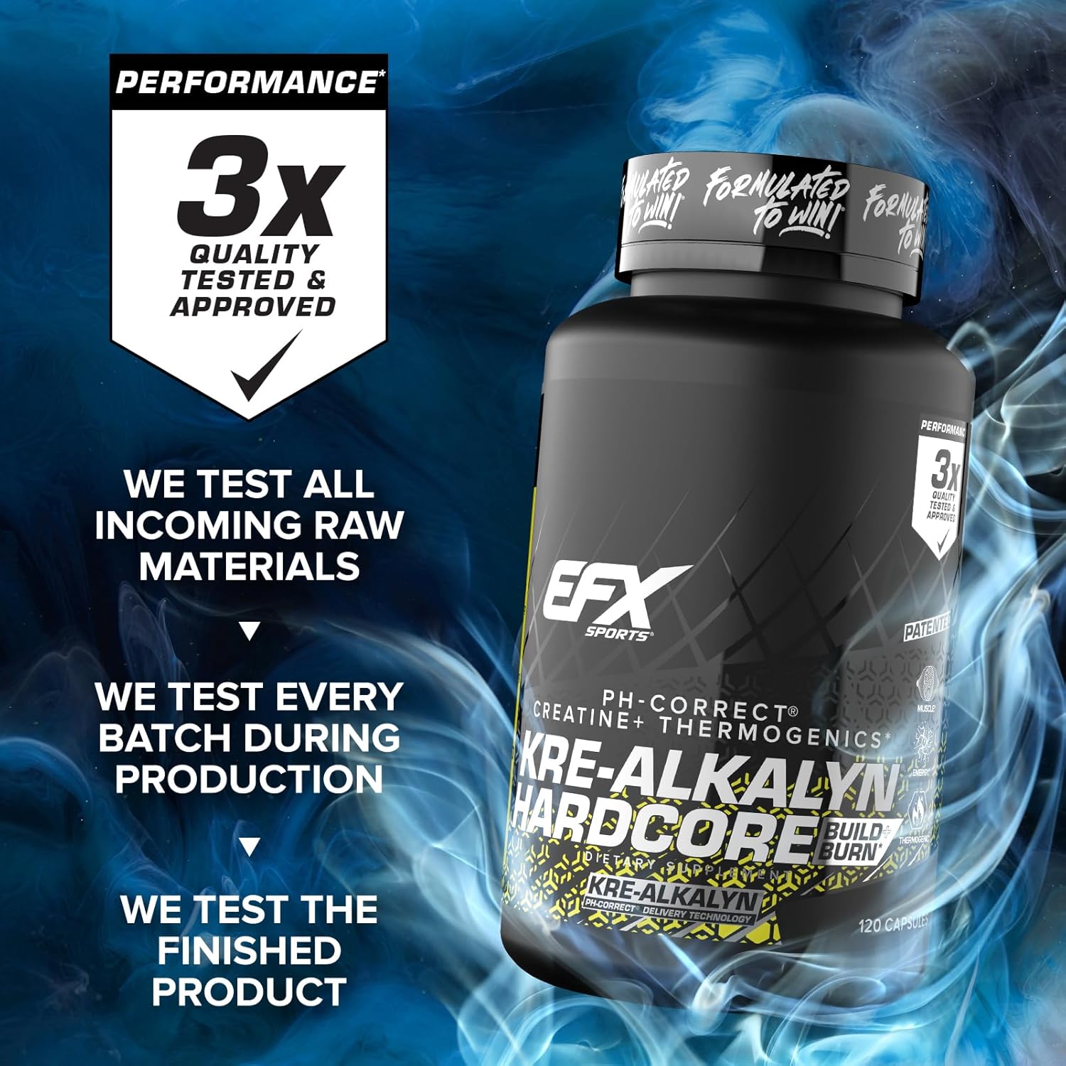 Kre-Alkalyn Hardcore Thermogenic Creatine Monohydrate Pill Supplement | Energy & Strength Pre Workout | 40 Servings