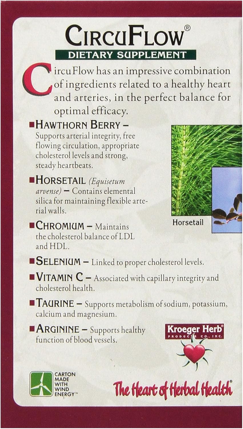 Kroeger Herb Circu Flow Hawthorn Supplement for Heart Support - 270 Capsules, Non-GMO, USA-Made
