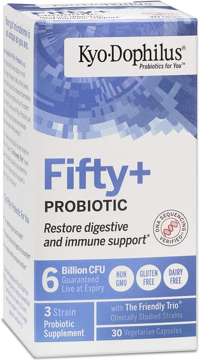 Kyo-Dophilus Probiotic Supplement for Adults 50+, 30 Capsules, 6 Billion CFU