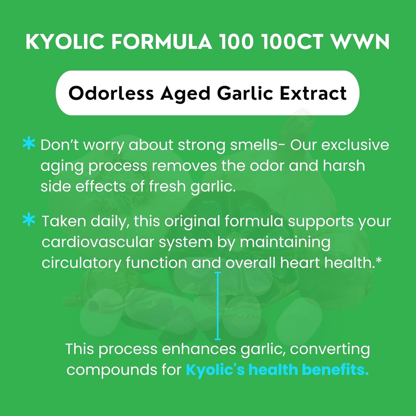 Kyolic Aged Garlic Extract Formula 100 Capsules Bundle with Multi-Purpose Key Chain - Worldwide Nutrition