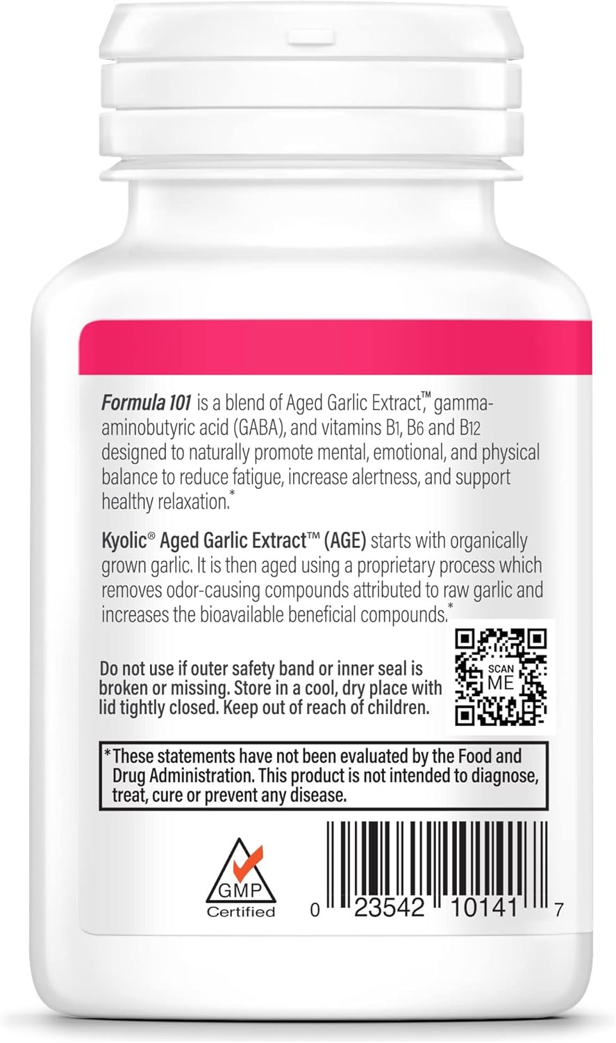 Kyolic Aged Garlic Extract Formula 101 Capsules for Stress and Fatigue Relief (Packaging May Vary)