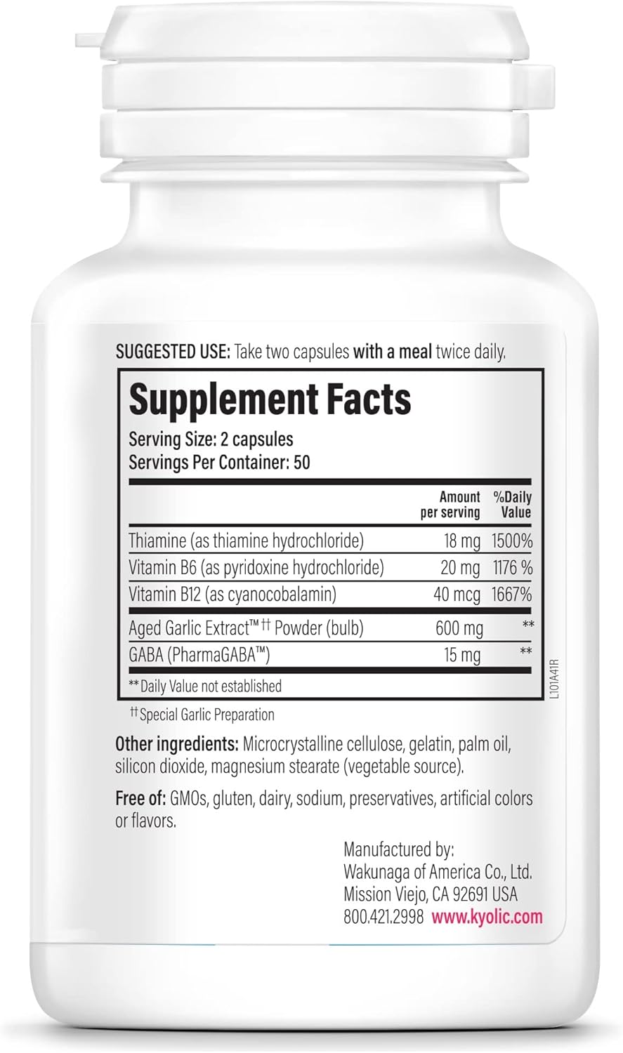 Kyolic Aged Garlic Extract Formula 101 Capsules for Stress and Fatigue Relief (Packaging May Vary)