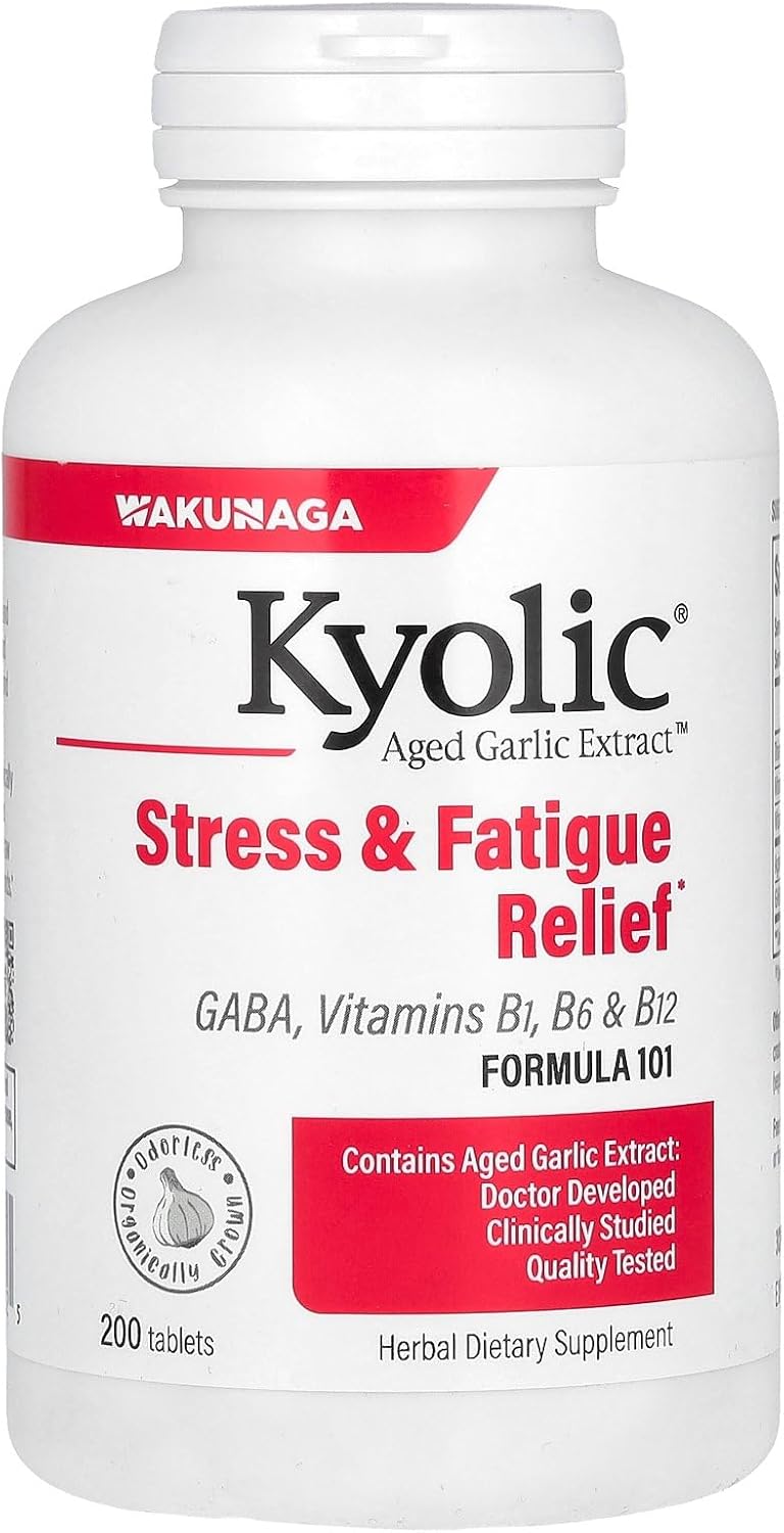 Kyolic Aged Garlic Extract Formula 101 for Stress and Fatigue Relief - 200 Tablets
