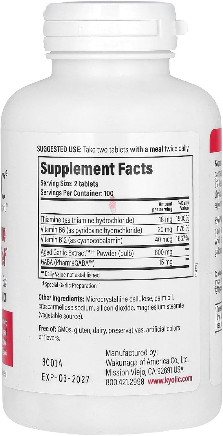 Kyolic Aged Garlic Extract Formula 101 for Stress and Fatigue Relief - 200 Tablets