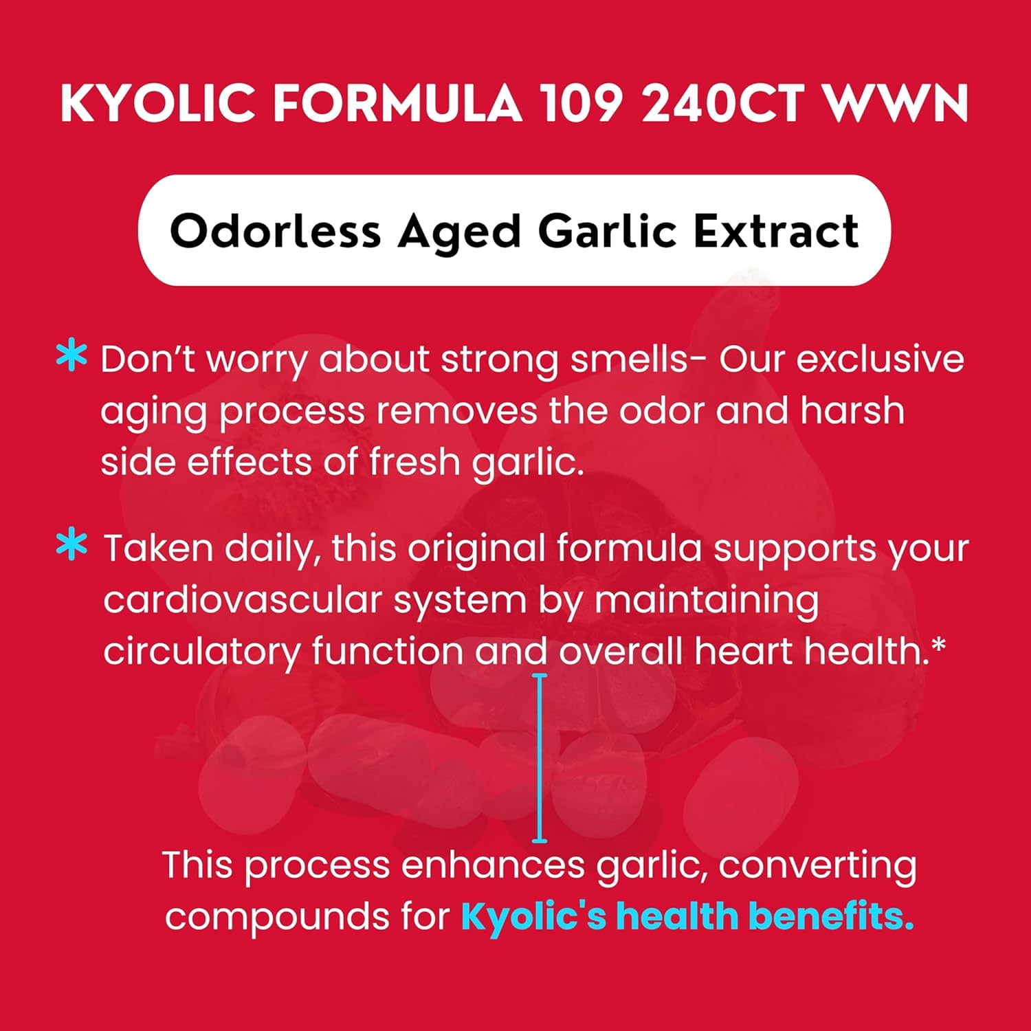 Kyolic Aged Garlic Extract Formula 109 Bundle: Blood Pressure Support, 240 Capsules + Multi-Purpose Key Chain