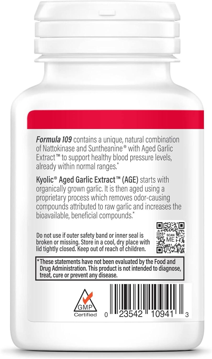 Kyolic Aged Garlic Extract Formula 109 Capsules for Blood Pressure Support