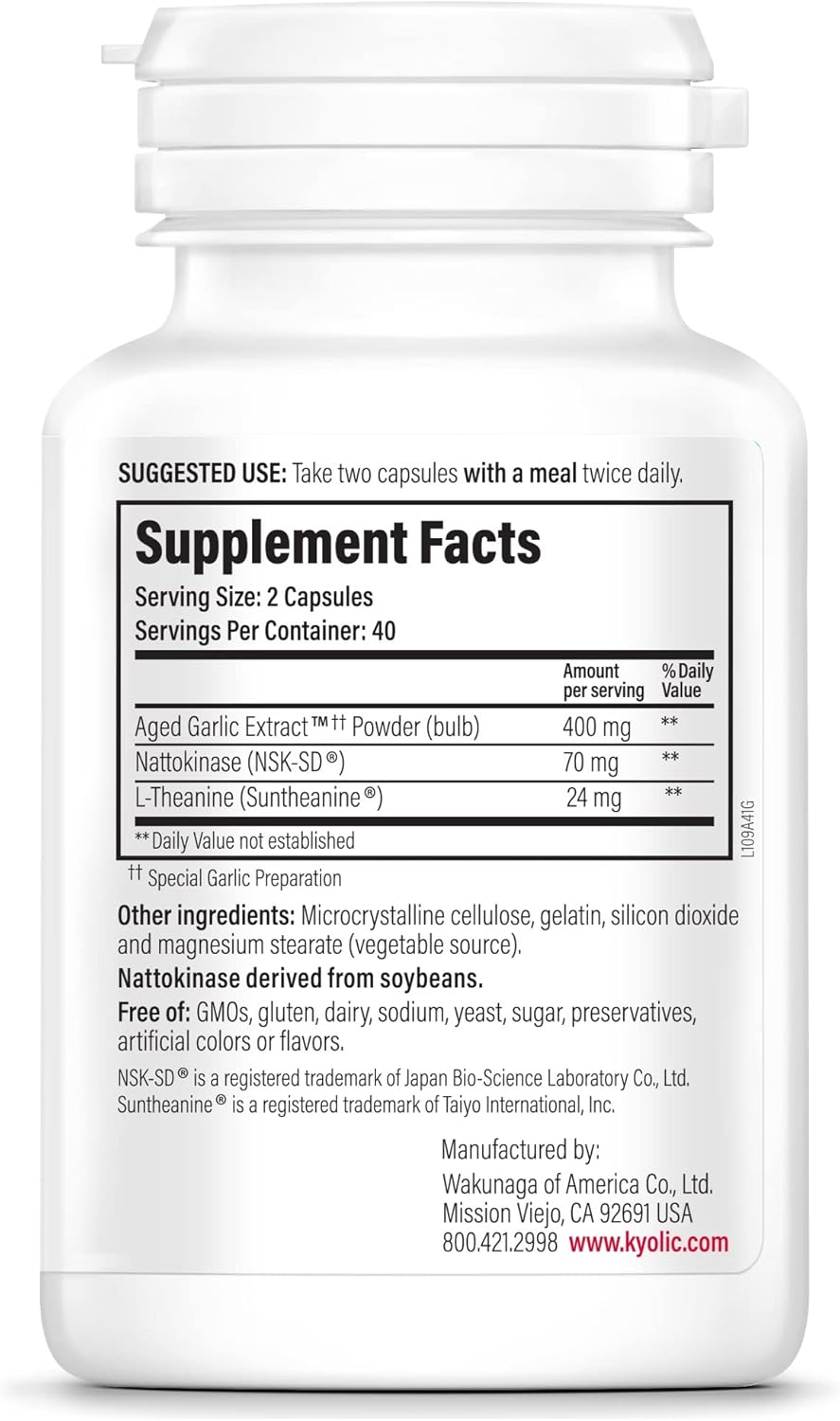 Kyolic Aged Garlic Extract Formula 109 Capsules for Blood Pressure Support