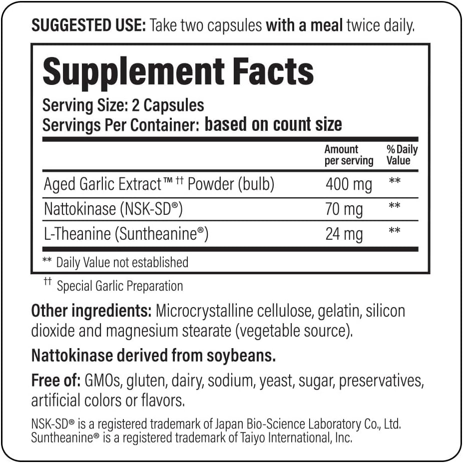 Kyolic Aged Garlic Extract Formula 109 Capsules for Blood Pressure Support