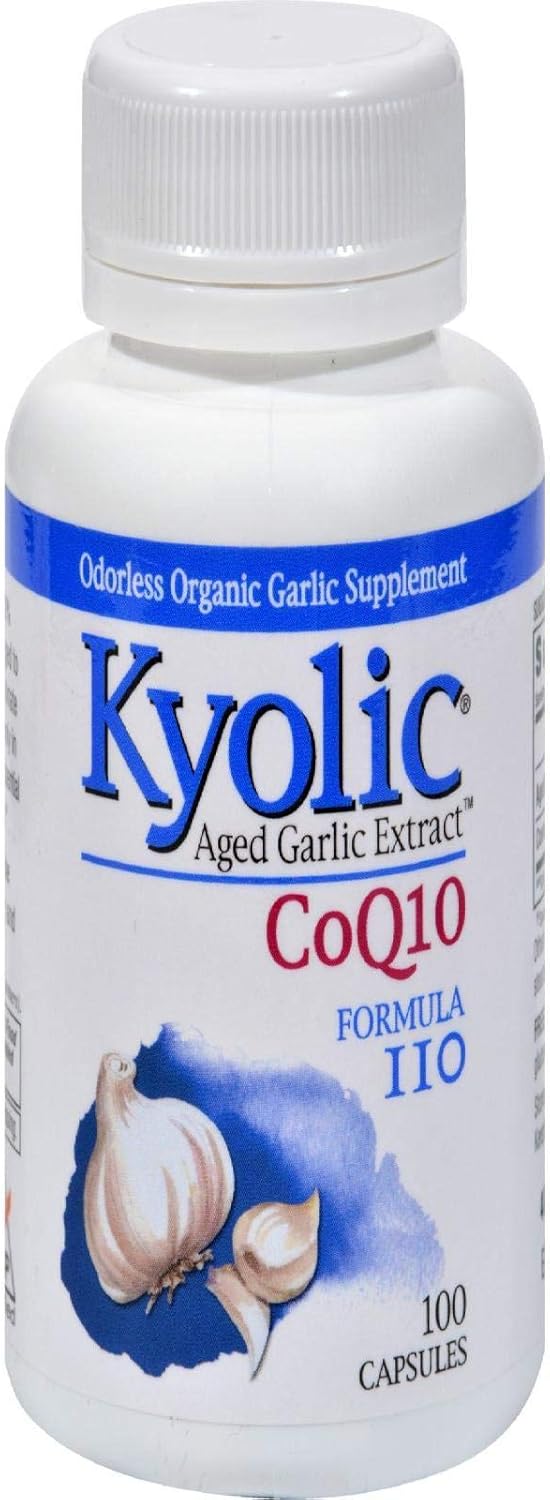 Kyolic Aged Garlic Extract Formula 110 with CoQ10 for Heart Health, 100 Capsules