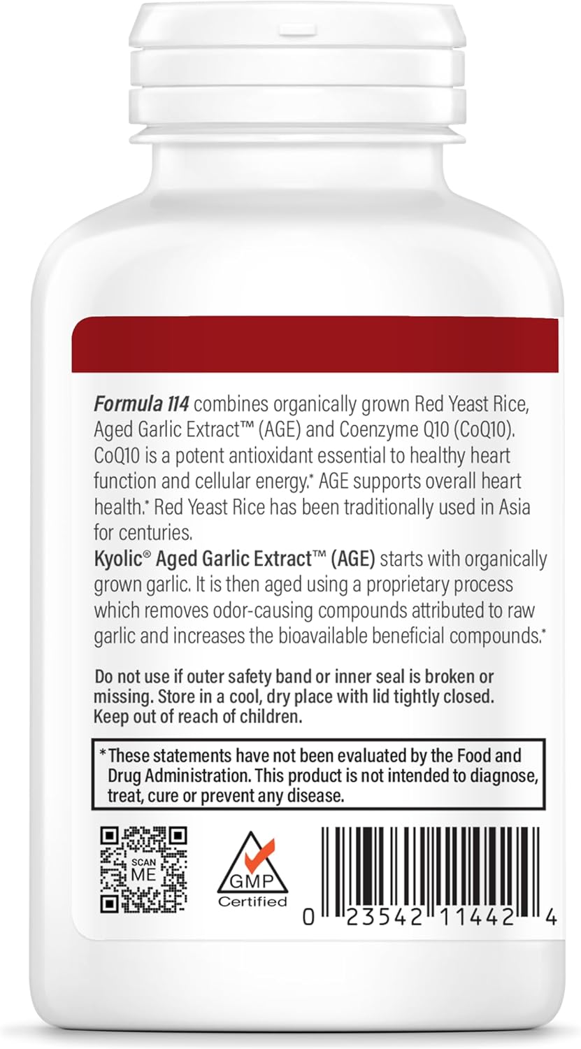 Kyolic Aged Garlic Extract Formula 114 with Red Rice Yeast and CoQ10 - 150 Capsules