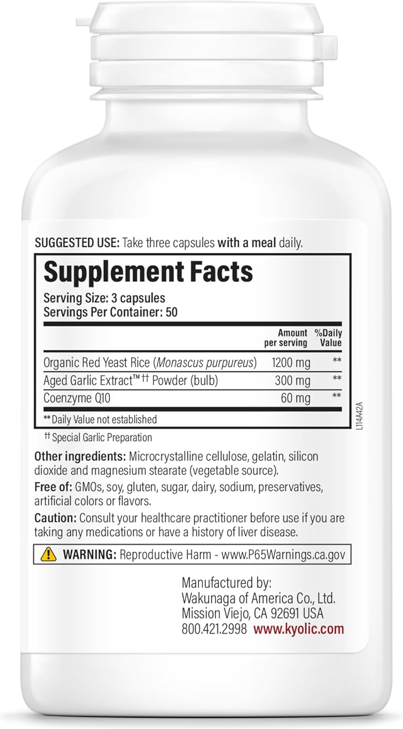 Kyolic Aged Garlic Extract Formula 114 with Red Rice Yeast and CoQ10 - 150 Capsules