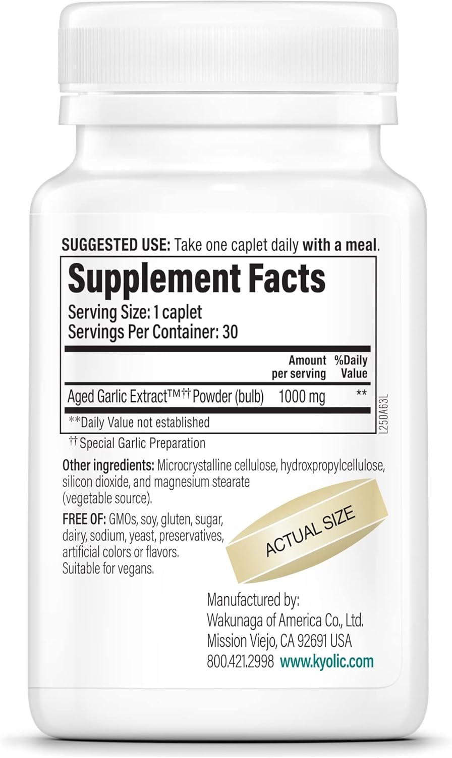 Kyolic Aged Garlic Extract Formula 250 - Vegan, Heart Health Support, 30 Capsules, Daily Dose