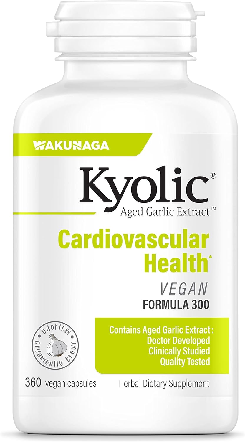 Kyolic Aged Garlic Extract Formula 300 Vegan Capsules for Cardiovascular Health - 360 Count