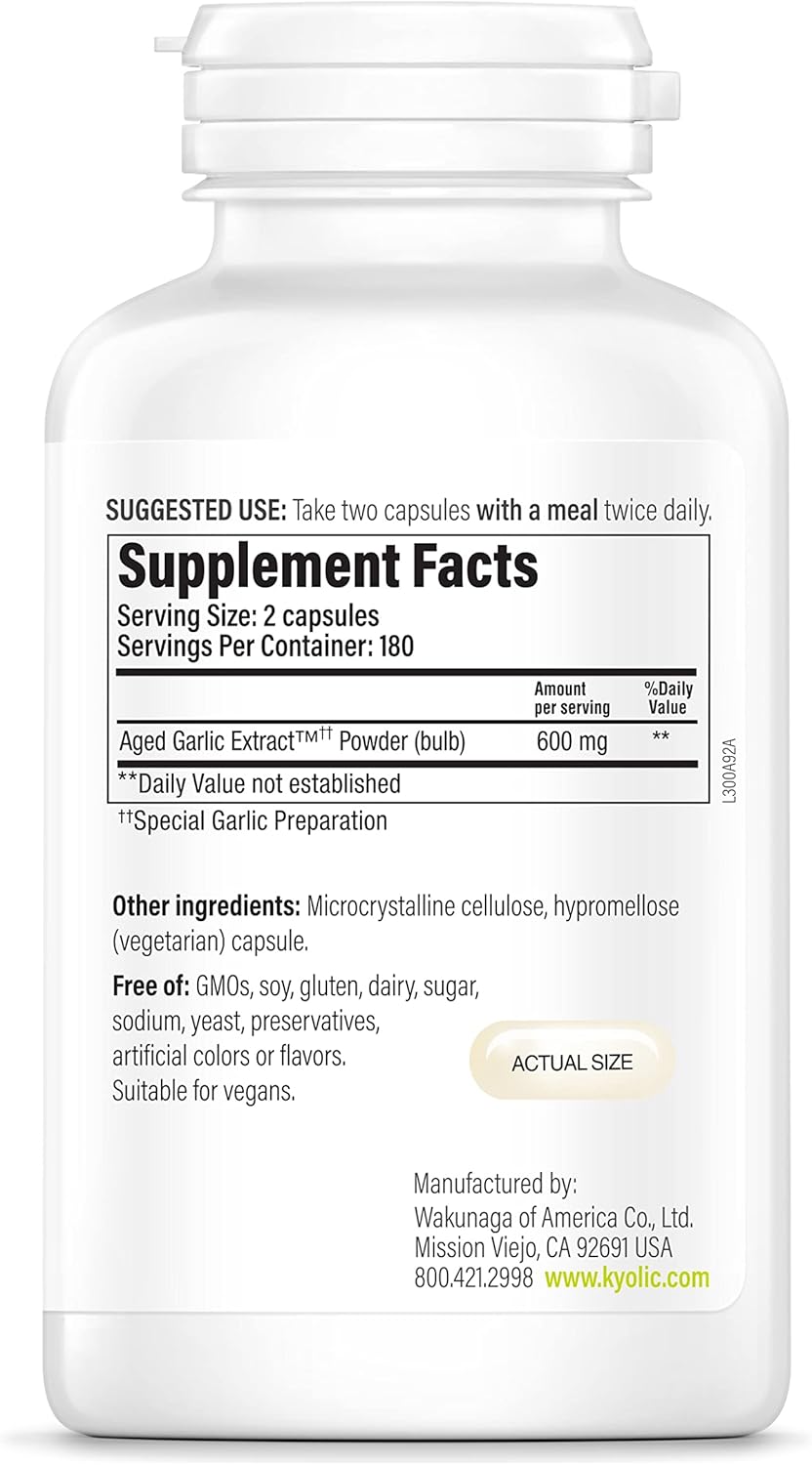 Kyolic Aged Garlic Extract Formula 300 Vegan Capsules for Cardiovascular Health - 360 Count