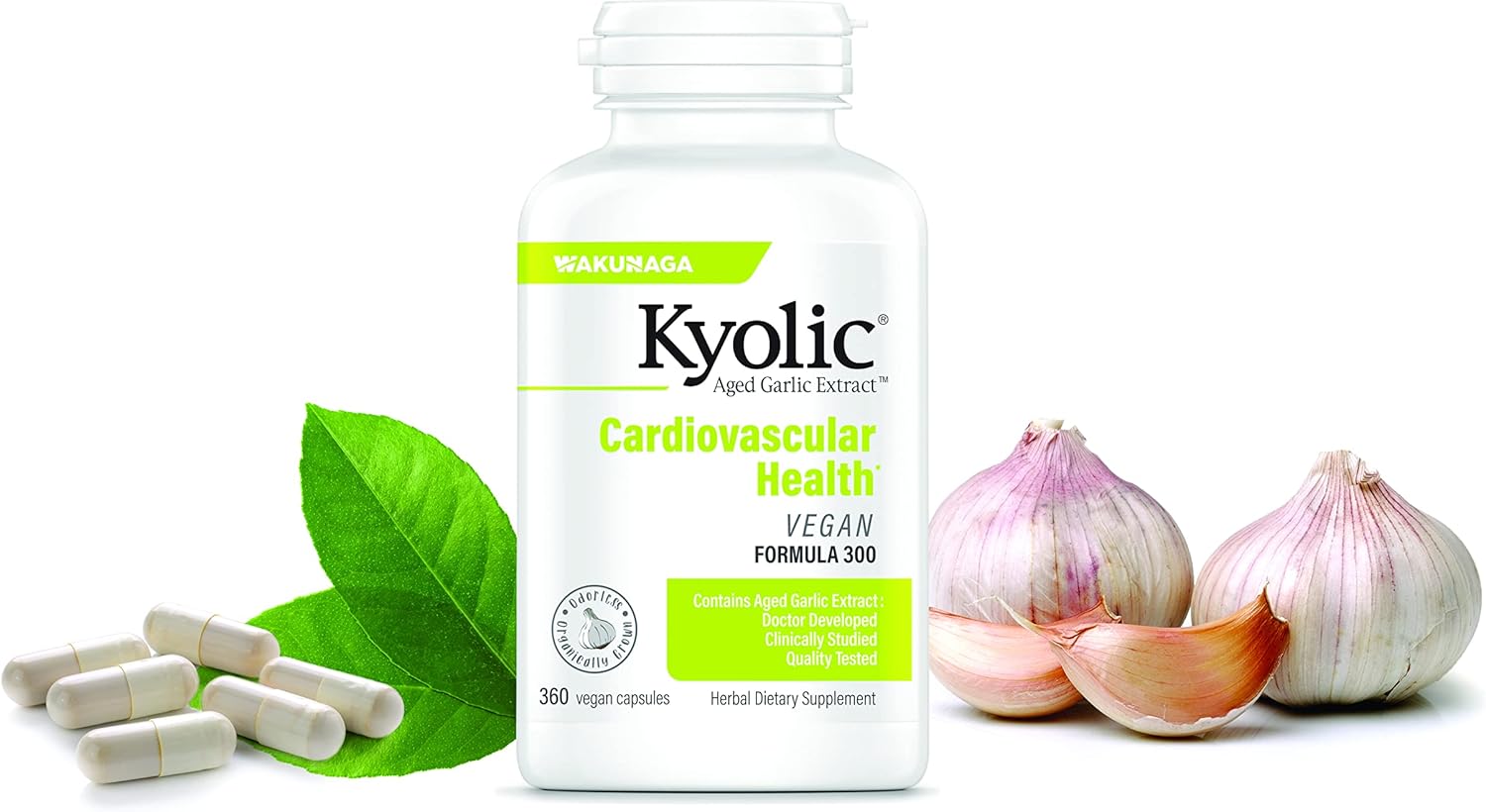 Kyolic Aged Garlic Extract Formula 300 Vegan Capsules for Cardiovascular Health - 360 Count