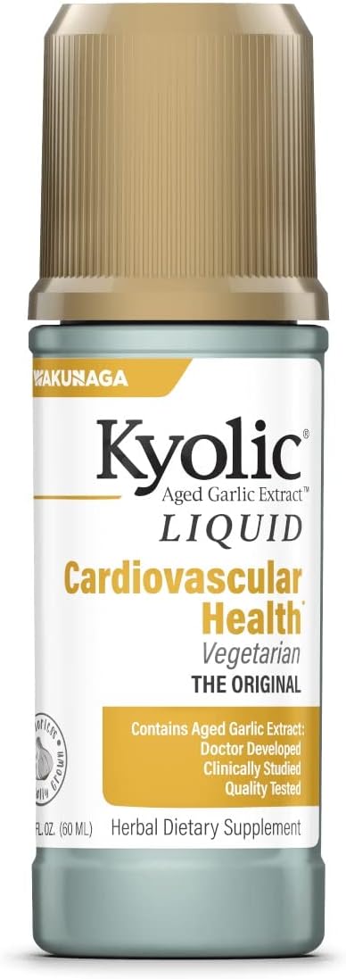 Kyolic Aged Garlic Extract Liquid Vegetarian Cardiovascular Supplement - 2oz Bottle with 60 Refillable Capsules