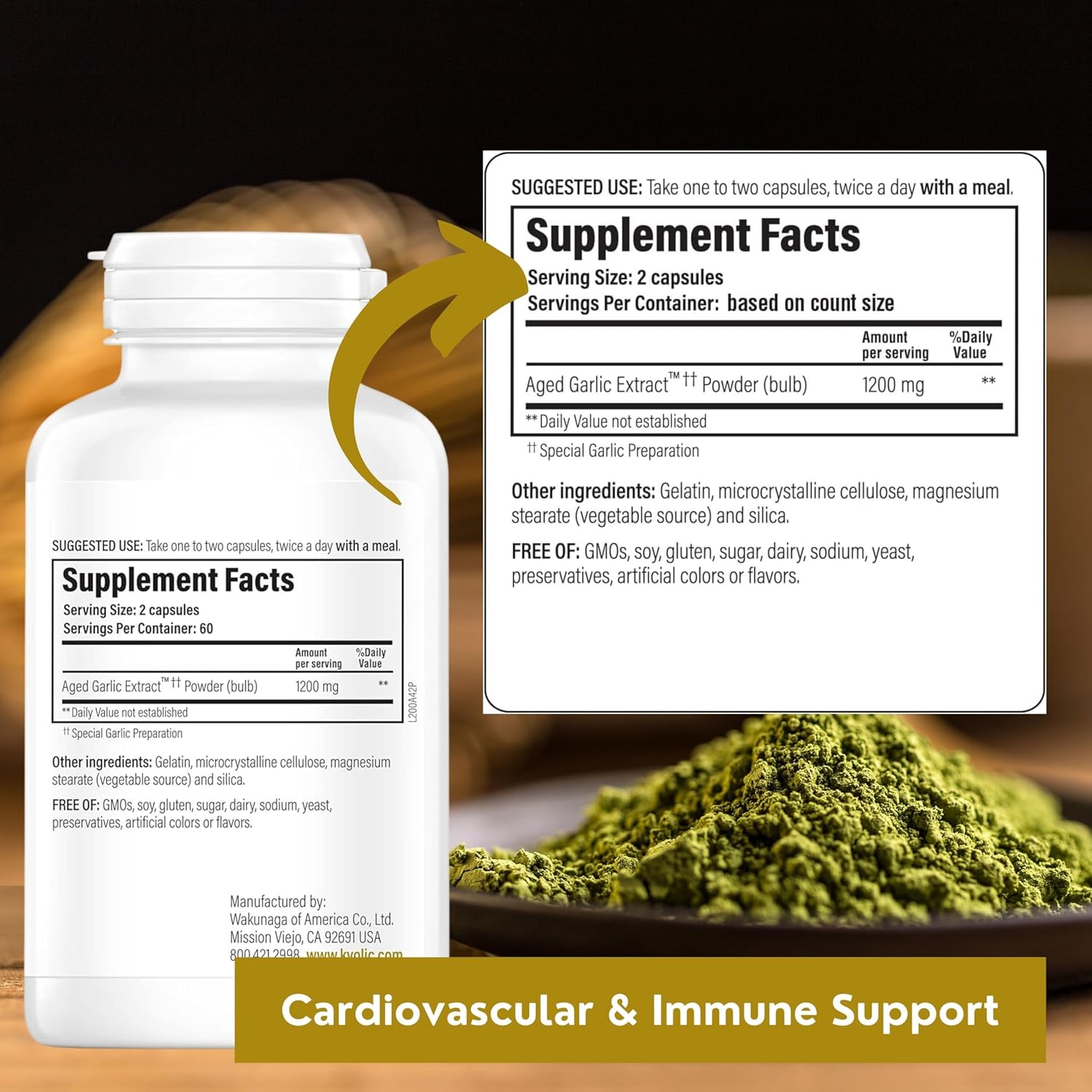 Kyolic Aged Garlic Extract Nutrition Bundle for Cardiovascular & Immune Support - Includes Reserve Formula 200 Capsules, 120 Count Capsules, and Multi-Purpose Key Chain