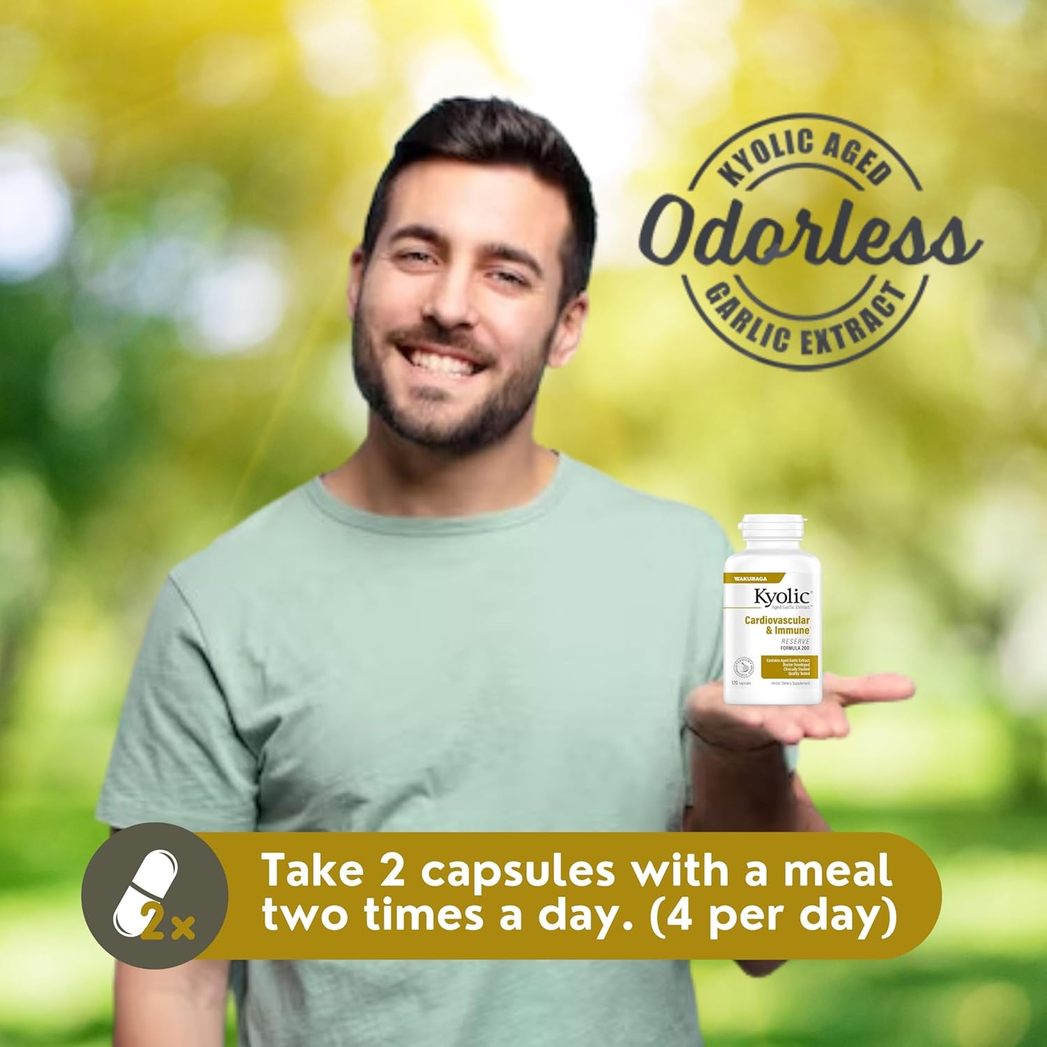 Kyolic Aged Garlic Extract Nutrition Bundle for Cardiovascular & Immune Support - Includes Reserve Formula 200 Capsules, 120 Count Capsules, and Multi-Purpose Key Chain