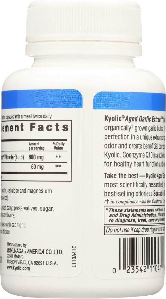 Kyolic Garlic Extract with Co-Q-10 Formula 110 - 100 Capsules