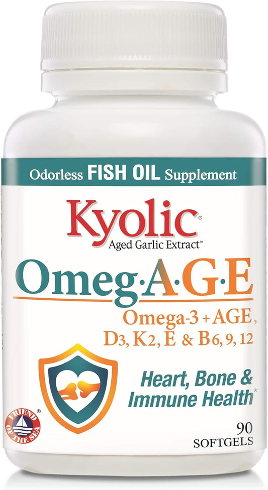 Kyolic Omeg-Age Softgels - Promotes Heart, Bone, and Immune Health - 90 Count