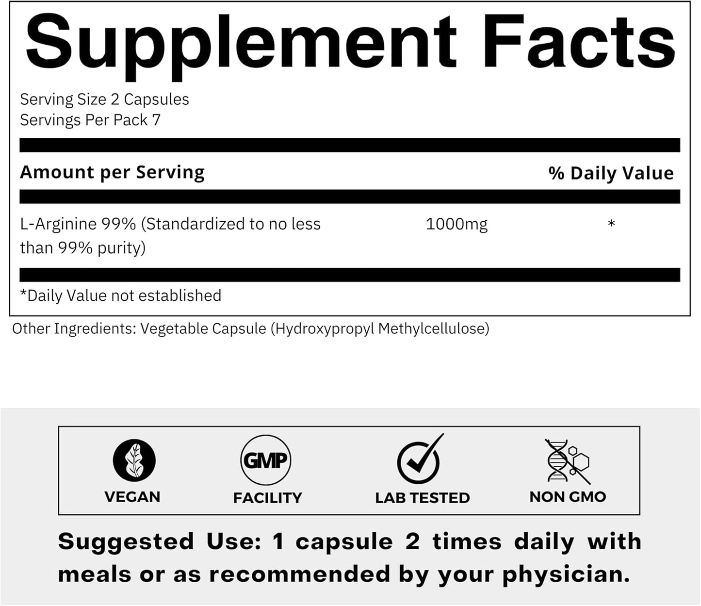 L-Arginine 1000mg Supplement for Men and Women - Boosts Nitric Oxide & Blood Circulation - Pre Workout Amino Acid - Trial Pack