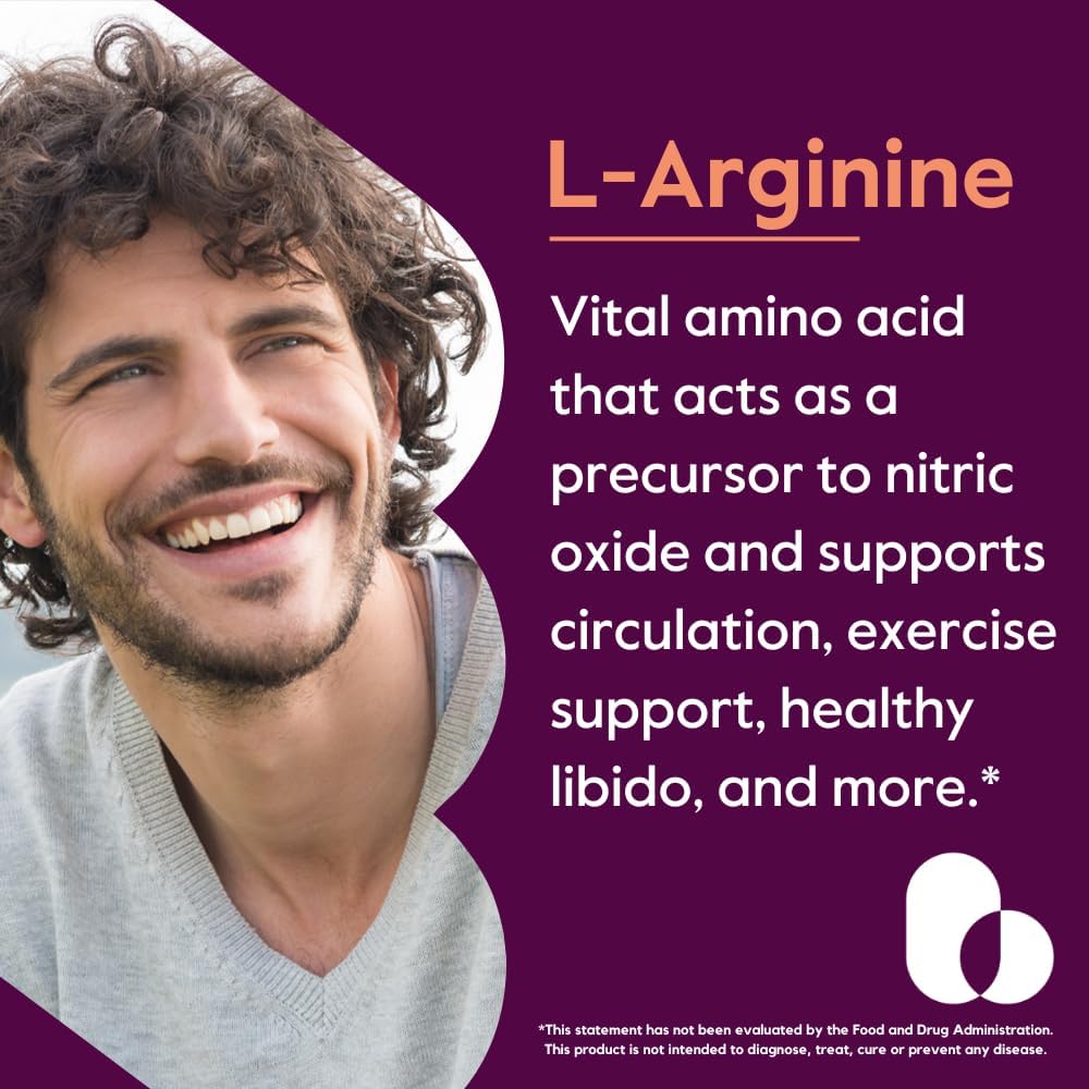 L-Arginine 500mg (240 Capsules) - Magnesium Stearate & Silicon Dioxide Free - Non GMO & Gluten Free