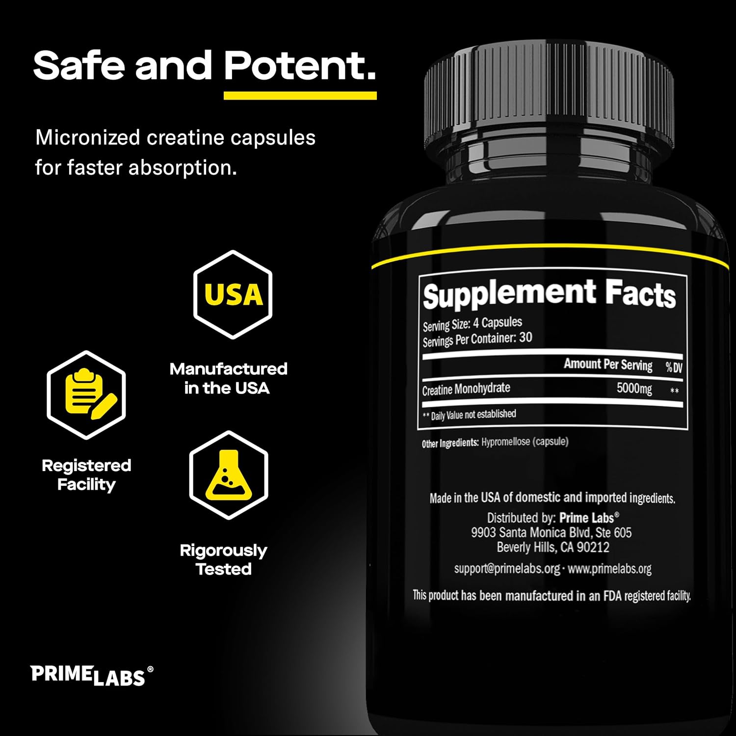 L-Arginine and Creatine Capsules Combo Pack (60 ct L-Arginine + 120 ct Creatine) by Prime Labs