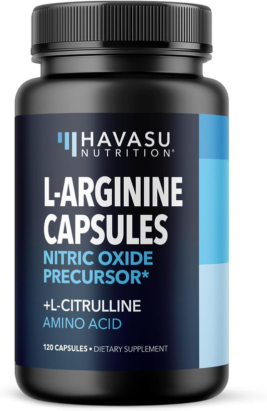 L-Arginine and L-Citrulline Capsules for Nitric Oxide Support - 120 Count Vegan Supplement for Performance and Endurance - 2 Month Supply