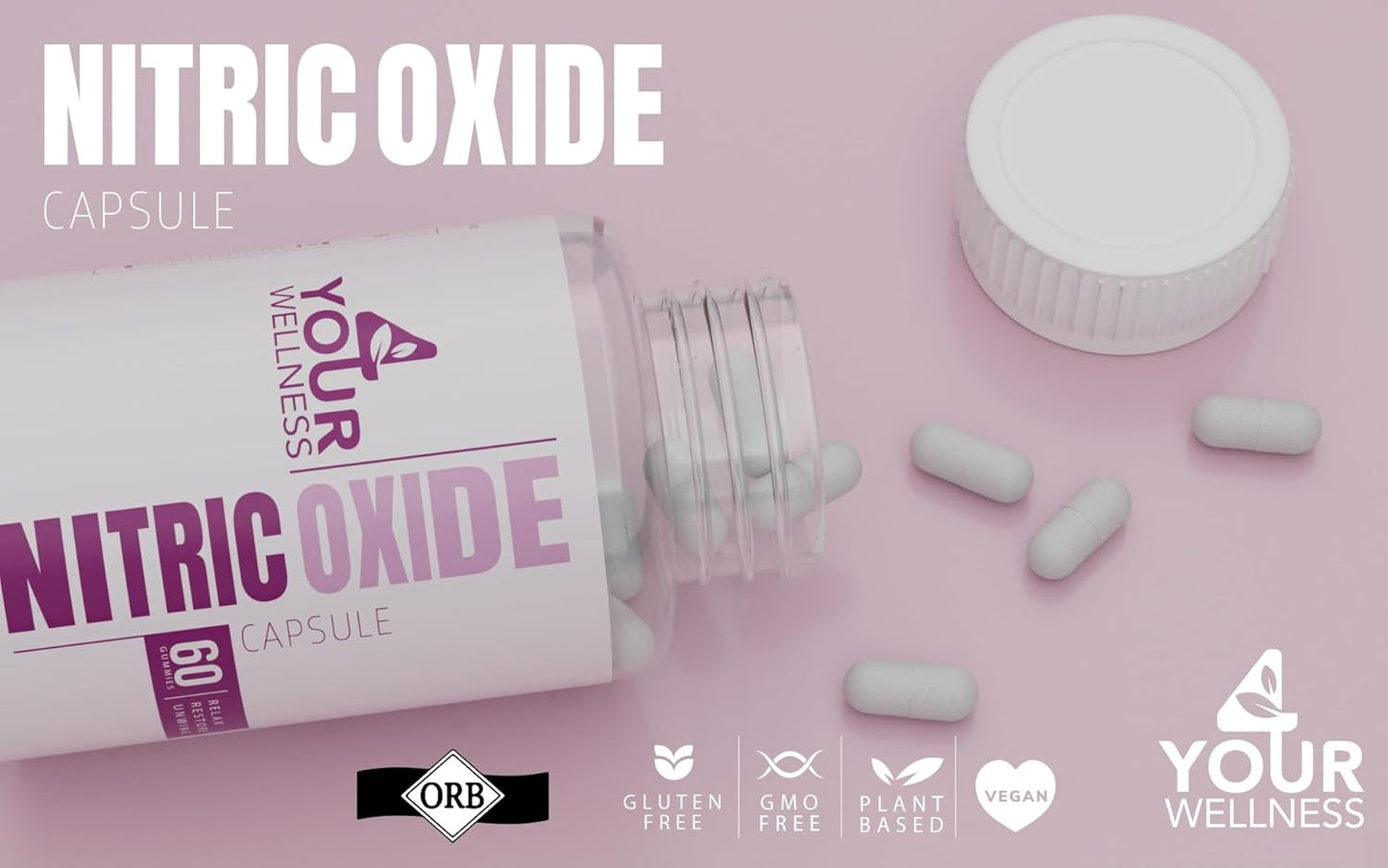 L-Arginine and L-Citrulline Nitric Oxide Supplement for Improved Blood Pressure and Circulation - 60 Capsules, Gluten Free, Non-GMO, Kosher Compliant