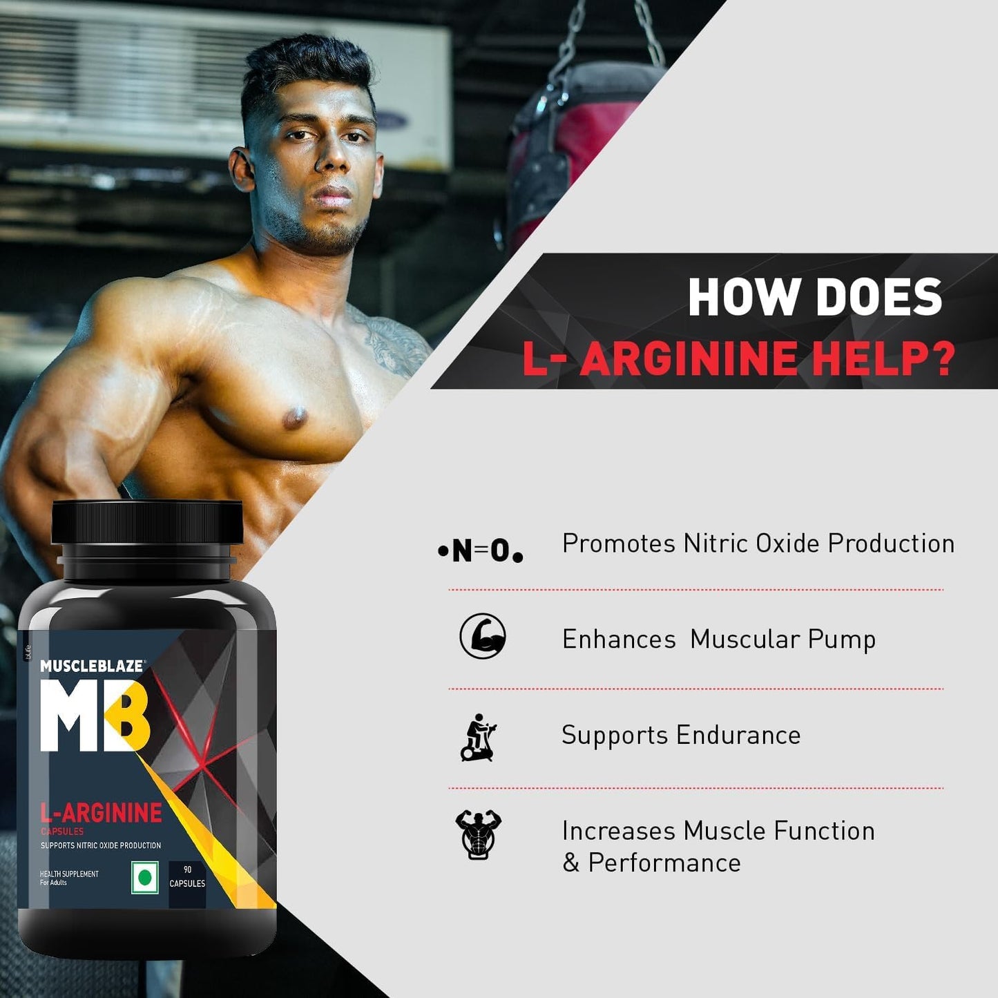 L-Arginine Capsules for Nitric Oxide Support - 90 Pack