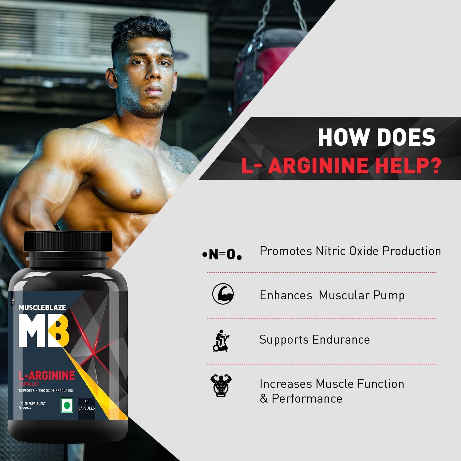 L-Arginine Capsules for Nitric Oxide Support - 90 Pack