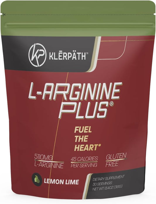 L-arginine Plus Lemon Lime Supplement for Heart Health, Blood Pressure & Cholesterol Support - Boost Energy Levels (13.4oz.)