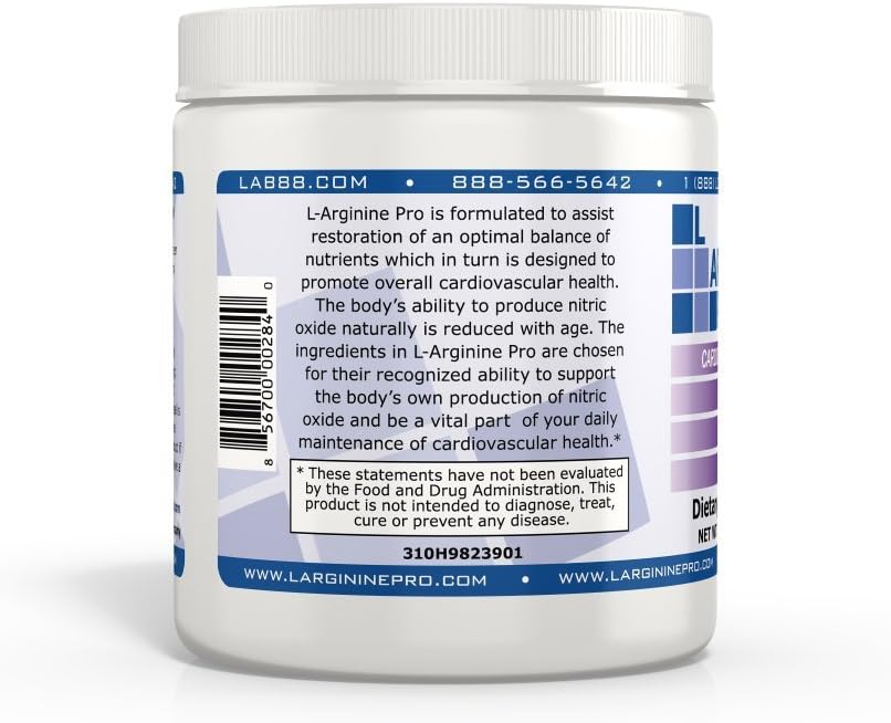 L-ARGININE PRO Powder Supplement | 5,500mg L-arginine & 1,100mg L-Citrulline | Pack of 6 Jars (Raspberry, Orange, Grape)