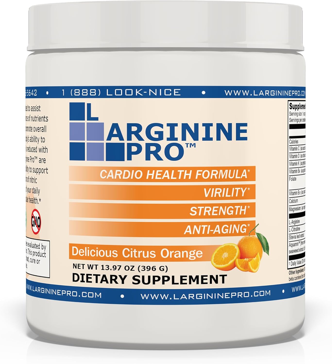 L-ARGININE PRO Powder Supplement | 5,500mg L-arginine & 1,100mg L-Citrulline | Pack of 6 Jars (Raspberry, Orange, Grape)