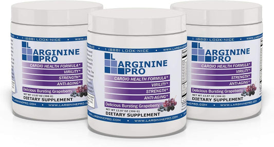 L-ARGININE PRO Powder Supplement for Nitric Oxide Boost with L-Citrulline - 5,500mg L-Arginine, 1,100mg - Grape Flavor for Endurance & Heart Health