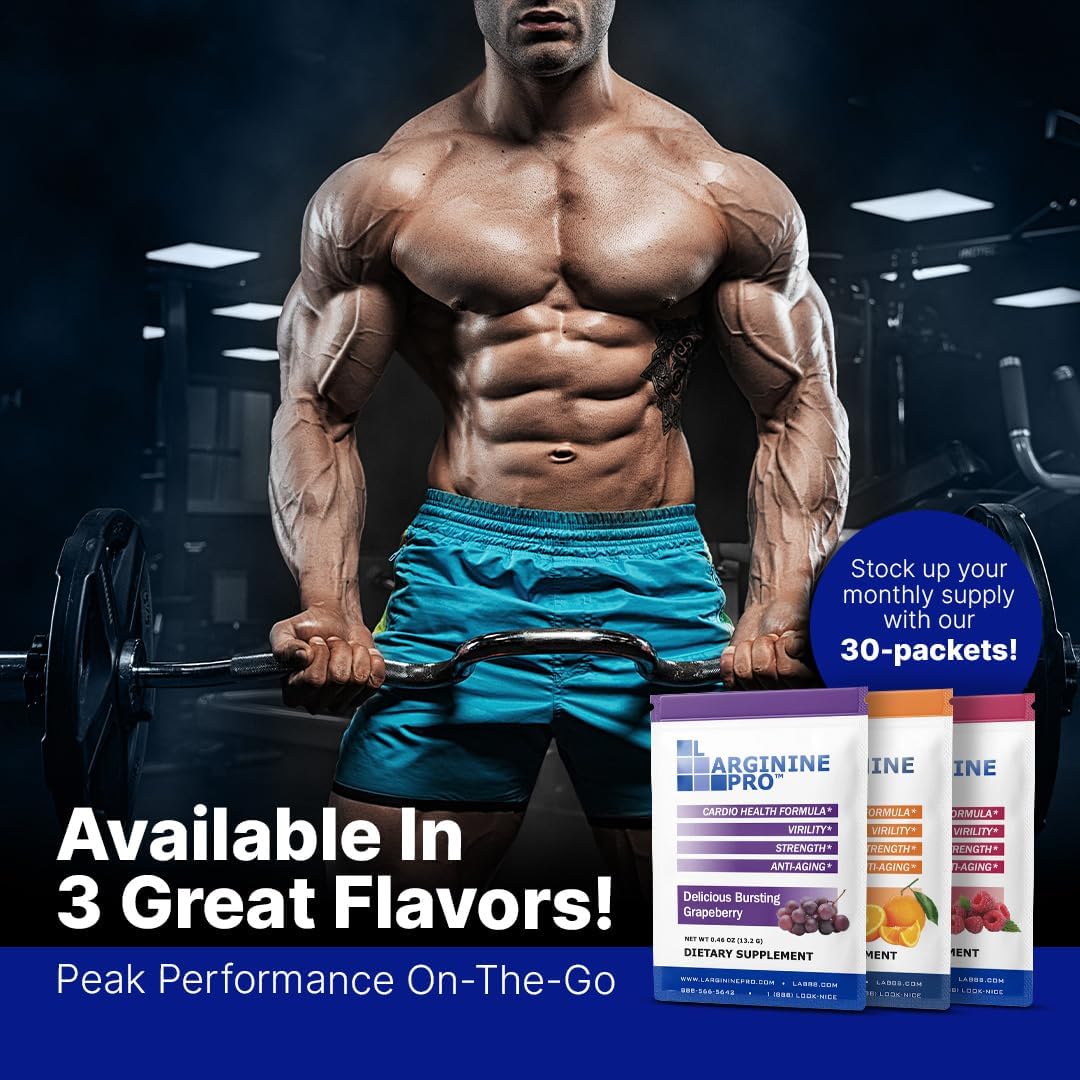 L-ARGININE PRO Powder Supplement for Nitric Oxide Boost with L-Citrulline - 5,500mg L-Arginine, 1,100mg - Grape Flavor for Endurance & Heart Health