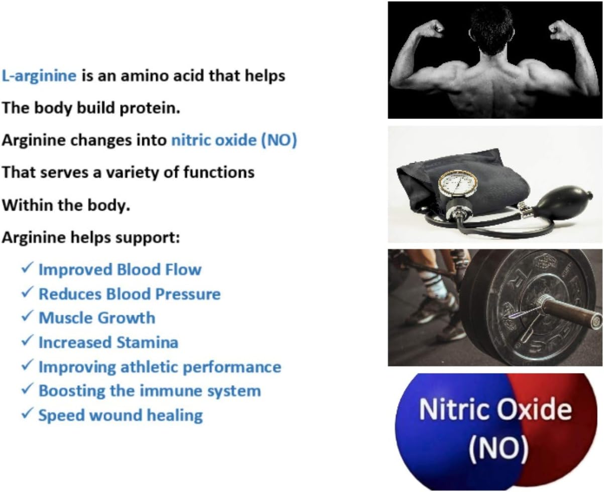L-arginine Pro Supplement Pack - 5,500mg L-arginine, 1,100mg L-Citrulline, Vitamins & Minerals for Cardio Health, Blood Pressure, Cholesterol, Energy, Sleep - Grapeberry Flavor - 5 Pack