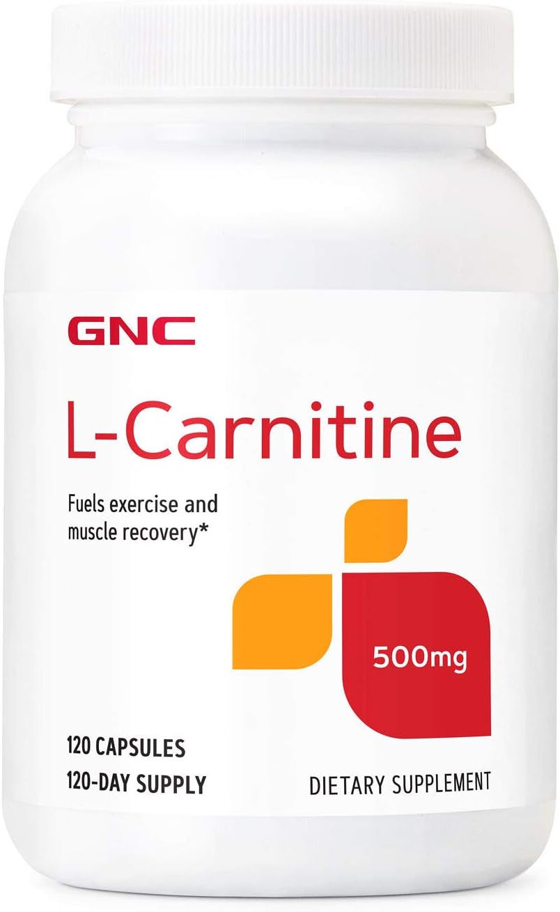 L Carnitine 500mg Supplement by GNC - Promotes Muscle Recovery with 120 Servings
