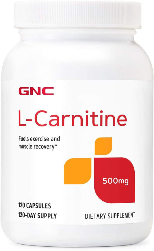 L Carnitine 500mg Supplement by GNC - Promotes Muscle Recovery with 120 Servings