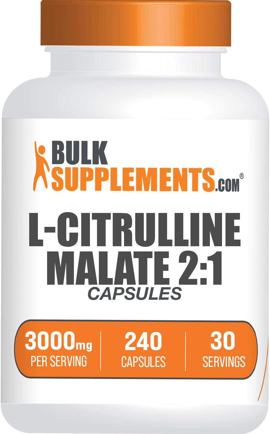 L-Citrulline DL-Malate 2:1 Capsules - Citrulline Malate Supplement, Gluten Free - 240 Capsules, 8 Capsules/Serving