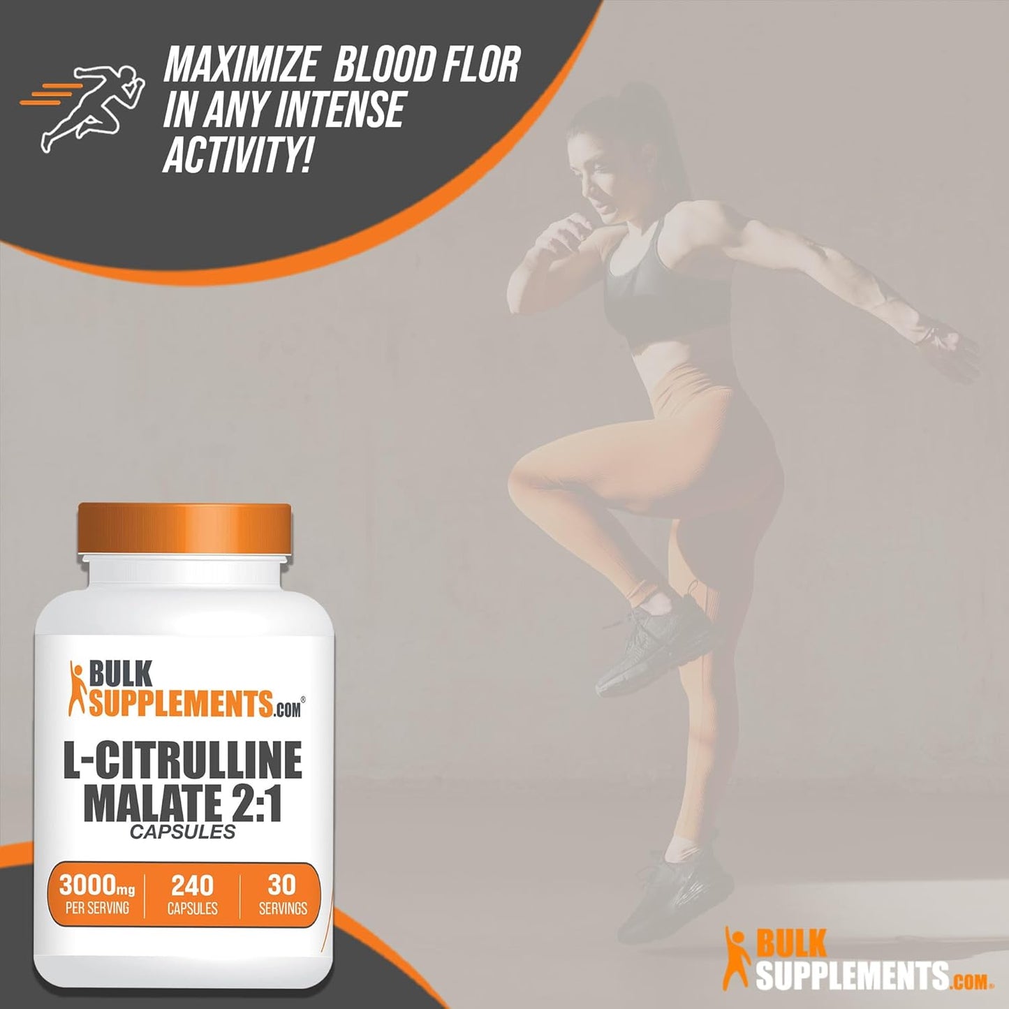 L-Citrulline DL-Malate 2:1 Capsules - Citrulline Malate Supplement, Gluten Free - 240 Capsules, 8 Capsules/Serving