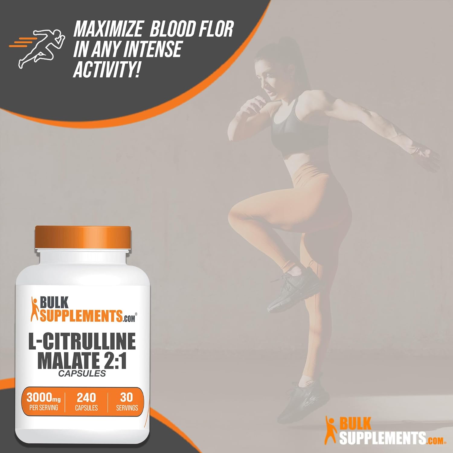 L-Citrulline DL-Malate 2:1 Capsules - Citrulline Malate Supplement, Gluten Free - 240 Capsules, 8 Capsules/Serving