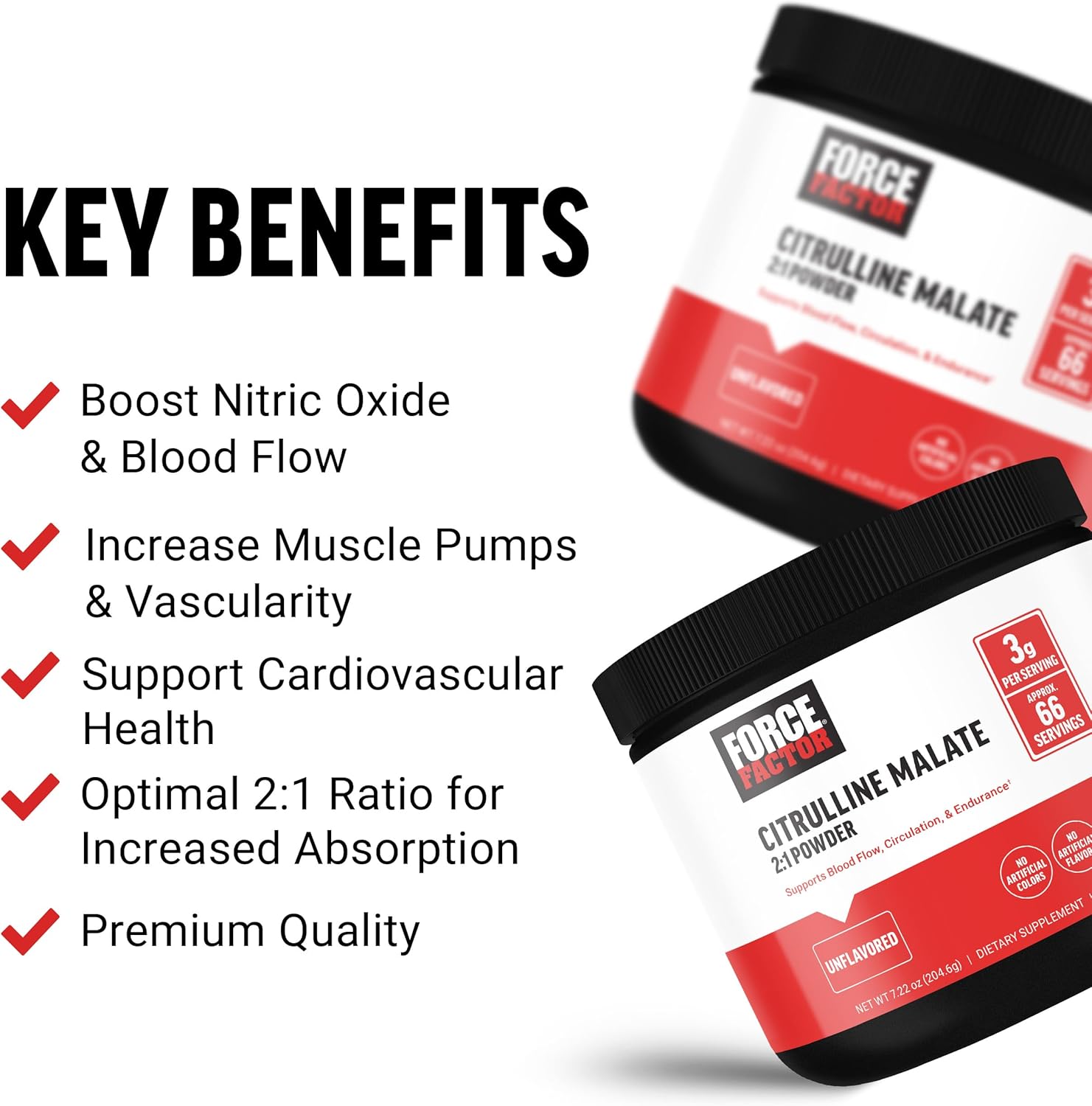 L Citrulline Malate 2:1 Powder Pump Supplement for Men, Boost Nitric Oxide, Blood Flow, Muscle Pumps, Performance - Unflavored, 66 Servings