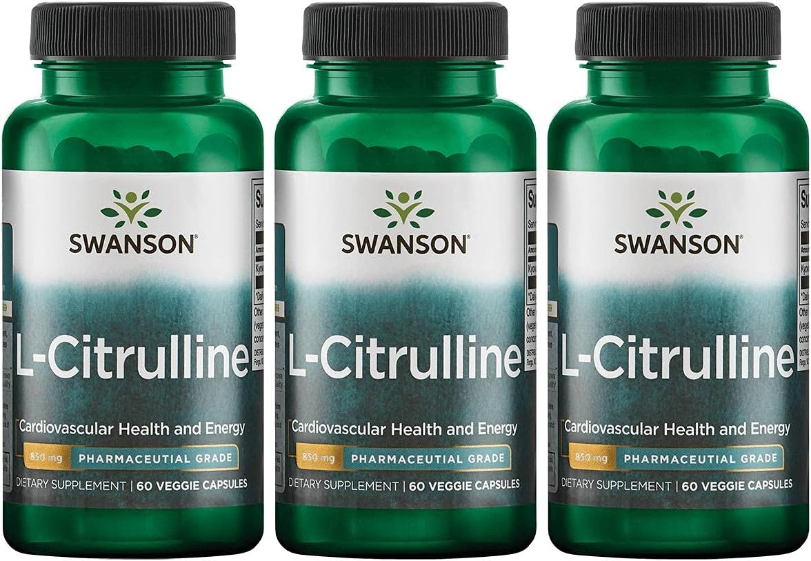 L-Citrulline Supplement for Cardiovascular Health & Energy Support - 60 Capsules x 850mg - Pack of 3