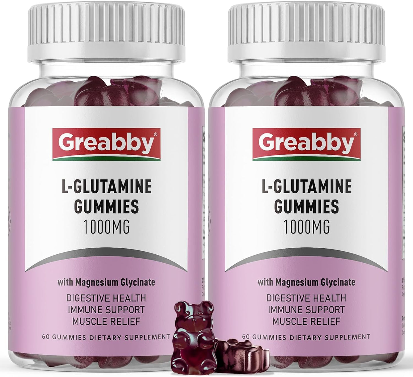 L-Glutamine Gummies 1000mg - Muscle & Immune Support Supplement with Magnesium, Vegan, Non-GMO, Gluten Free - 120 Count