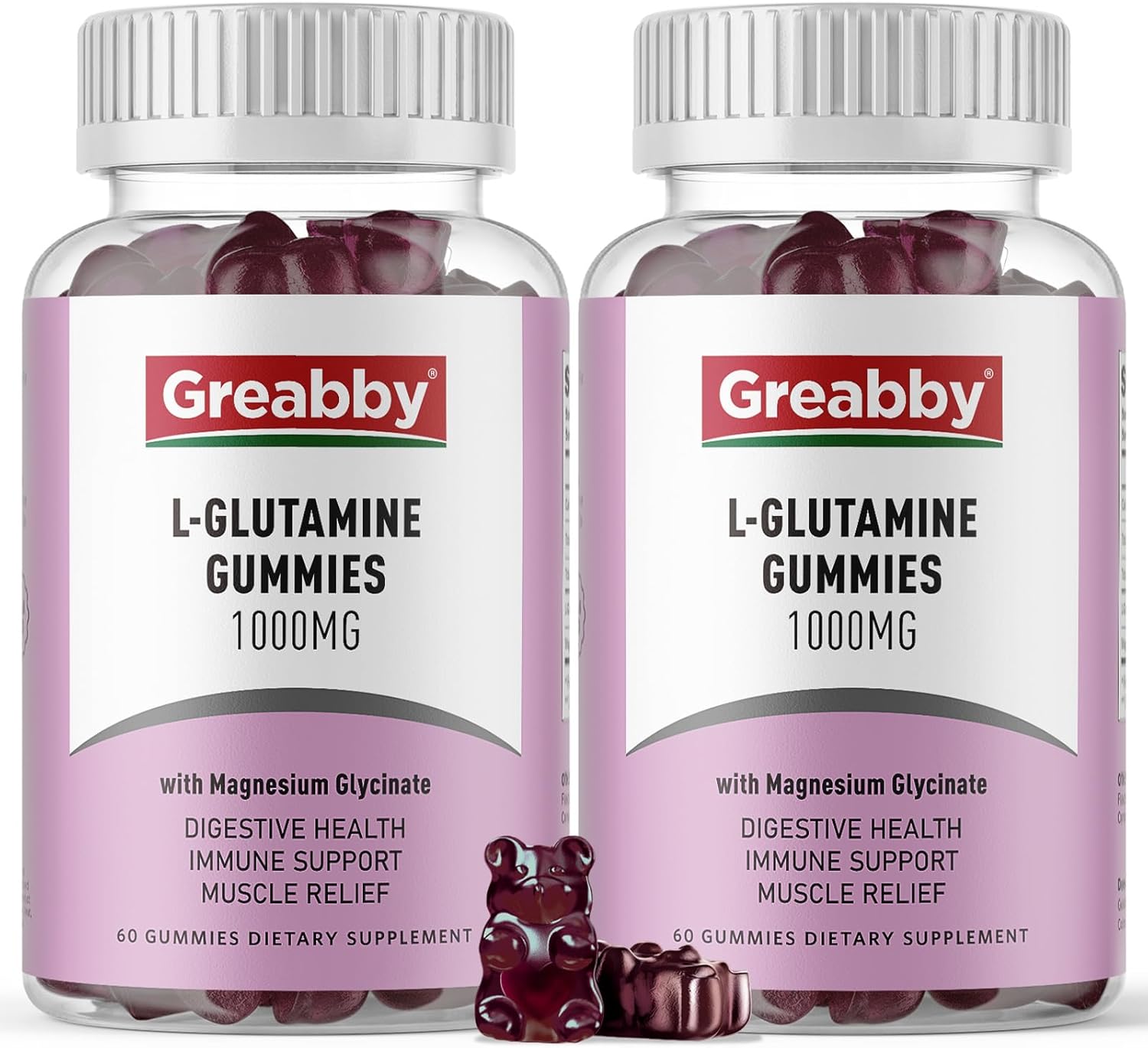 L-Glutamine Gummies 1000mg - Muscle & Immune Support Supplement with Magnesium, Vegan, Non-GMO, Gluten Free - 120 Count