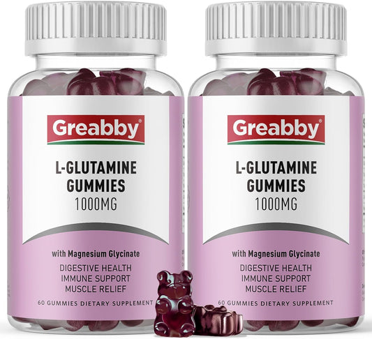 L-Glutamine Gummies 1000mg - Muscle & Immune Support Supplement with Magnesium, Vegan, Non-GMO, Gluten Free - 120 Count