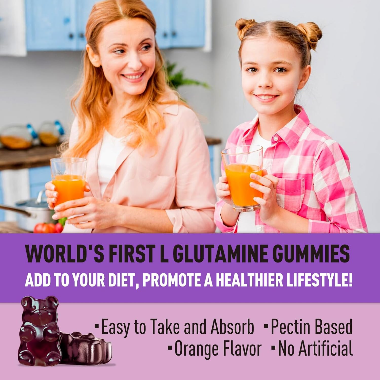 L-Glutamine Gummies 1000mg - Muscle & Immune Support Supplement with Magnesium, Vegan, Non-GMO, Gluten Free - 120 Count